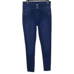 D&Y High-Waist Dark Blue Butt Lift Skinny Jeans 3 Button